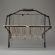 Vintage Black & Gold Metal Wire Magazine / LP Rack - MCM Industrial VTG
