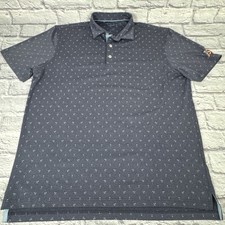 Johnnie-O Performance Polo Shirt Blue Palm Trees Golf Men s Size Large