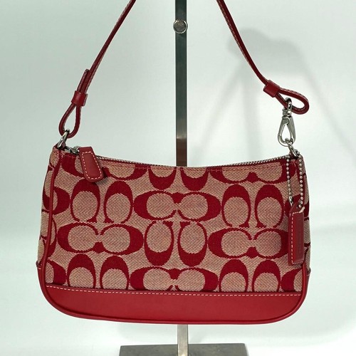 COACH Signature Red Canvas Leather Wristlet Accessory… - Gem
