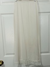 Vintage Antron III Women's Small Nylon Half Slip Long Length White Lace Trim