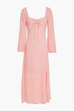 Rixo Giselle papaya micro floral midi dress S