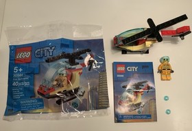 LEGO City Lot of 3: 4437 Police Pursuit, 60001 Fire Chief Car, 30566 Helicopter