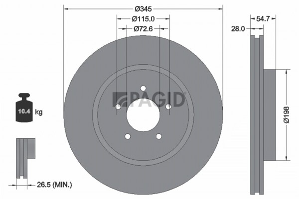 2X Bremsscheibe Pagid 54771NC FüR Chrysler 300C Touring LX LE CRD AWD SRT8 Thema-image