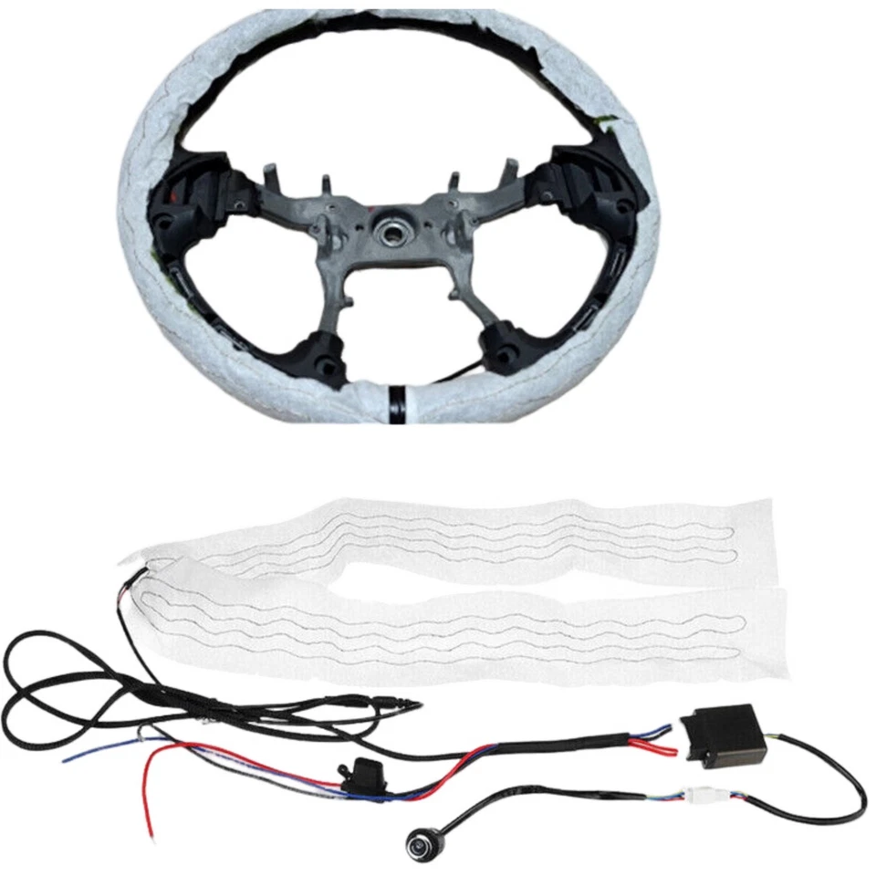 Car Winter Heated Steering Wheel Cover DIY Kit Heater Pad 6 level 25in Universal - Image 2 of 4