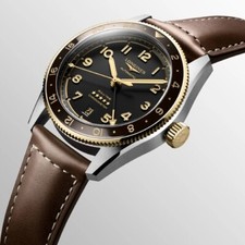 NEW Longines Spirit Zulu Time 39mm 18kt Bezel Leather Men's Watch L38025532 3