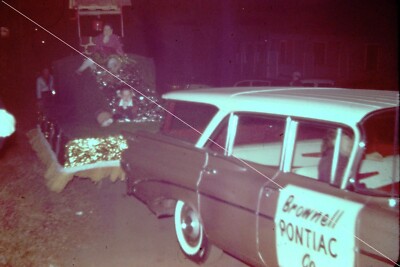 Vtg film slide BROWNELL PONTIAC Bonneville parade float tow 1950's