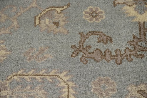 Bohemian Oushak Indian Area Rug Hand-Knotted 8x10 ft Blue - Picture 9 of 22