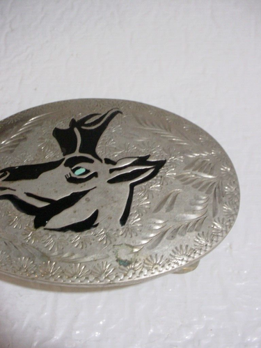 HEBILLA DE CINTURÓN "PRONGHORN" ORIGINAL WIL-AREN DE COLECCIÓN DIFÍCIL DE ENCONTRAR, OJO TURQUESA - Imagen 3 de 6