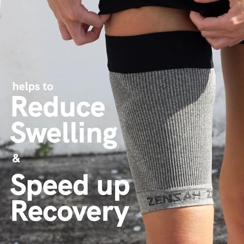 Thigh Compression Sleeve - Support for Pulled Hamstring, Quad Large 1 Beige - Picture 4 of 8
