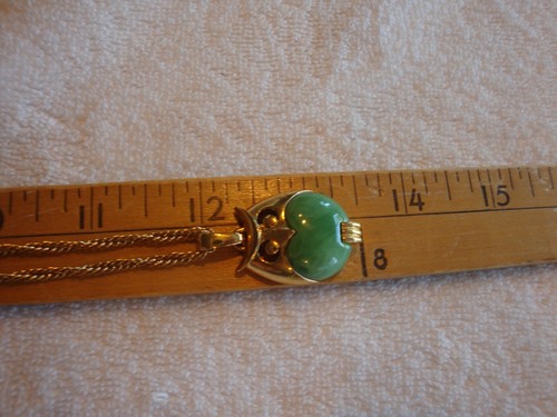KRONE TRIFARI Eule GELEE BAUCH grün Lucite Faux Jade Anhänger goldfarben Halskette - Bild 8 von 12