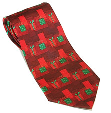 Hallmark Necktie Holiday Traditions Silk Gifts Red Green Christmas 58" x 3.75"