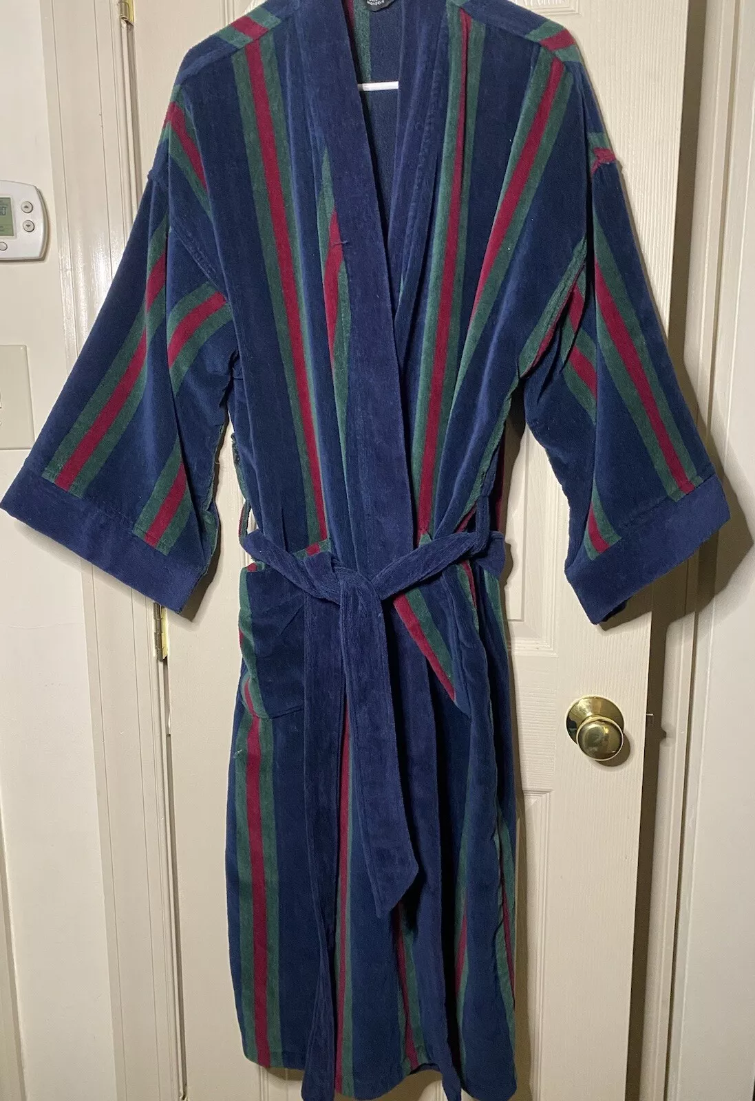 CHRISTIAN DIOR MONSIEUR années 80 robe rayée éponge cravate ceinture poches taille unique Brésil
