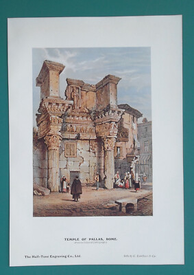 ROME Remains of Temple of Pallas Italy - 1907 COLOR Print