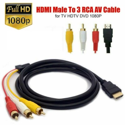 1080P HDMI Male To 3 RCA Video Audio AV Component Converter Adapter Cable HDTV