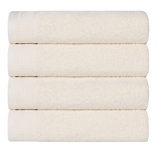 Honeycomb Textured Waffle Border Cotton Medium Weight Bath Towels Set of 4 - Picture 41 of 94