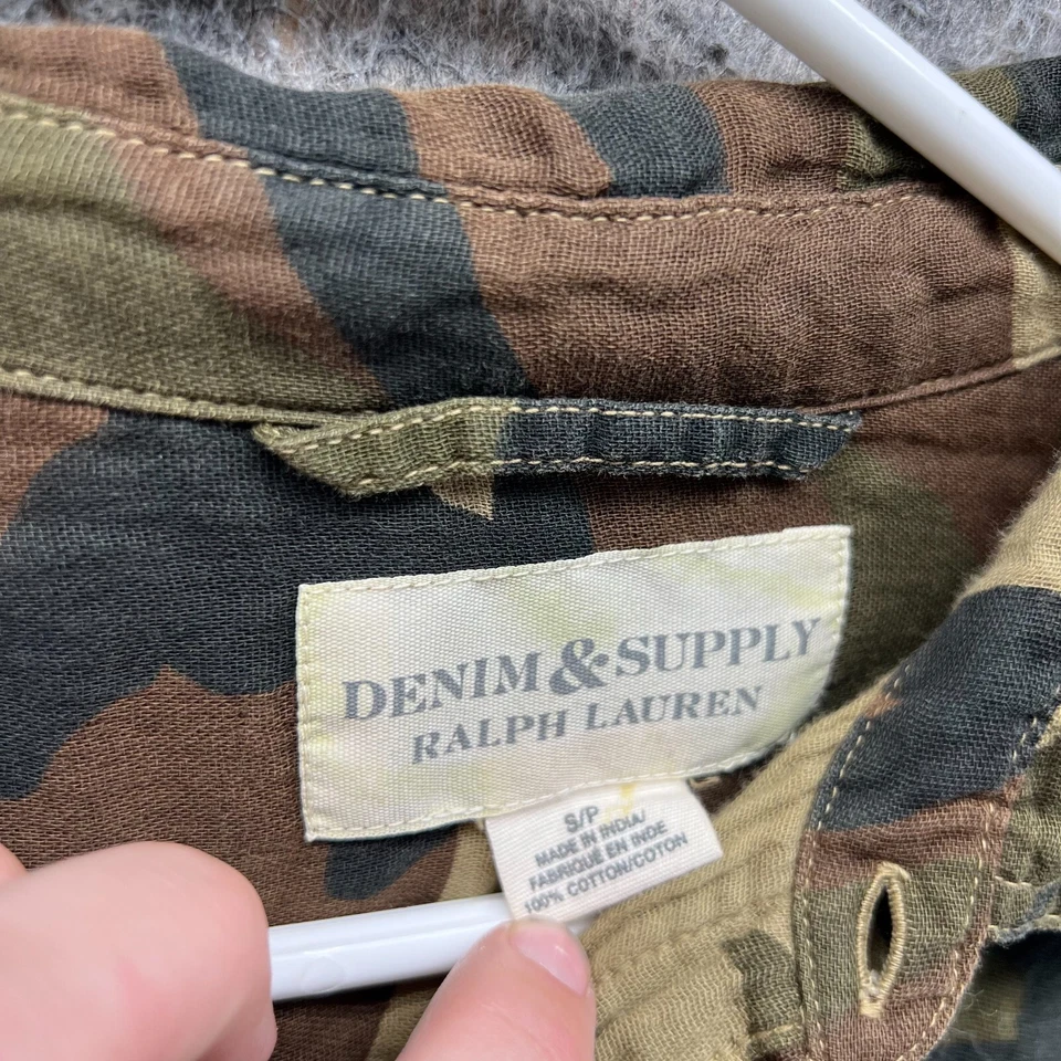 Camisa Ralph Lauren Hombres Pequeña Adulta Verde Camuflaje Informal Bolsillo con Botones Foto 4 de 4