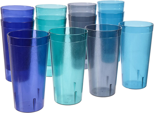 Café Plastic Reusable Tumblers (Set of 12) 32-ounce Iced-Tea Cups, Coastal | Val