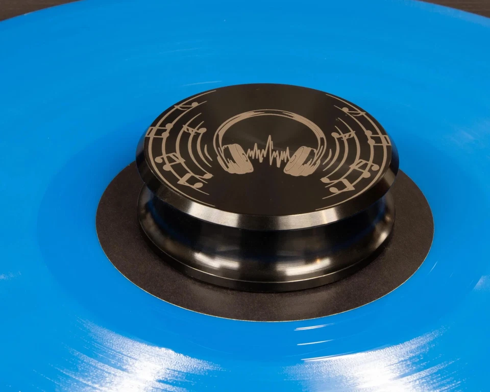 Vinyl record stabilizer weight. Musical Headphones engraved turntable weight. - Image 4 of 4