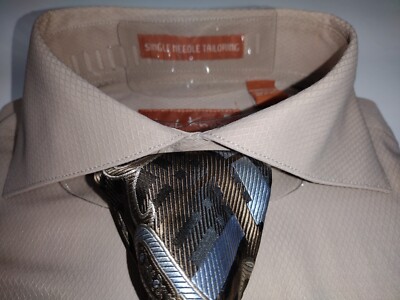beige dress shirt and tie Mens Beige Taupe Cutaway Spread Collar Dress Shirt + Tie Set Karl Knox SX4527