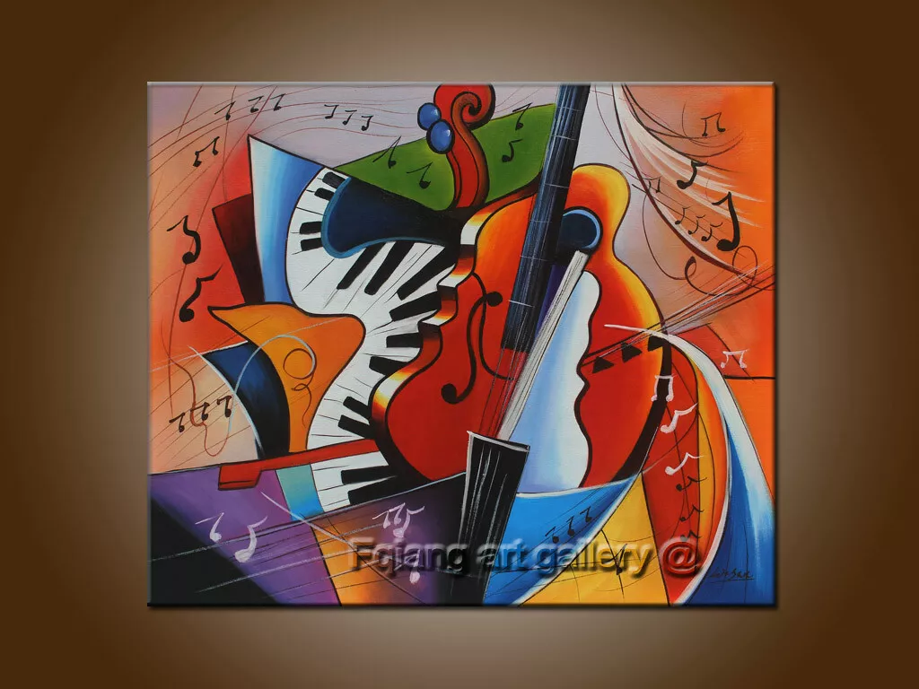 Modern Music Abstract Oil Painting Handmade Art on Canvas Living Room Hone Decor
