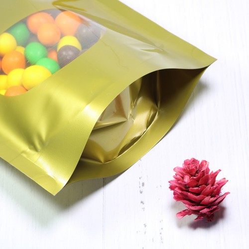 100 Color Stand Up Metallized Foil Resealable Zip Seal Bags w/ Clear Window 1oz - Picture 4 of 12