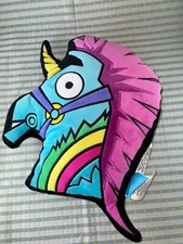 Fortnight Unicorn Plush Cushion Head Pillow Epic Games Llama Brite Rainbow Blue