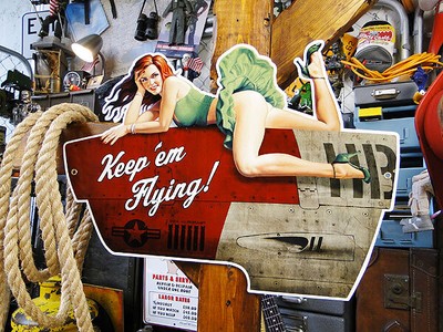 Pinup Girl Fighter U.S. Heavy Steel Sign