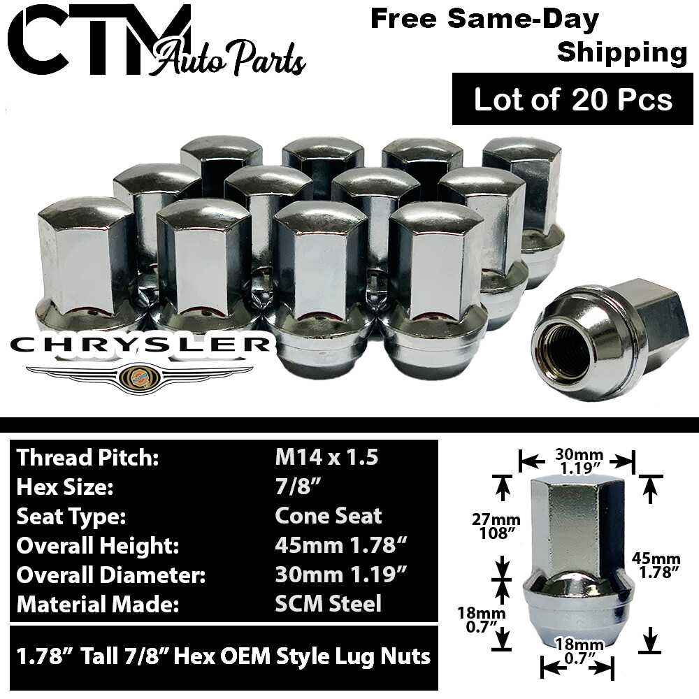 20x Chrome 2004-2023 Chrysler 300 OEM Factory Wheel Lug Nuts M14x1