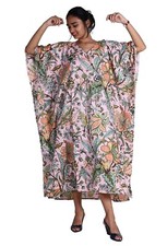 Ladies Kaftans Maxi Style Dresses Long Printed Caftan Beach Dress one size 