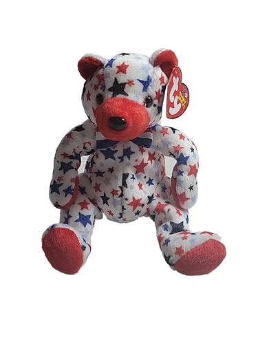 TY BEANIE BABIES."RED,WHITE & BLUE  [RED BEAR] RETIRED VINTAGE 2003 NEW -MINT*P1