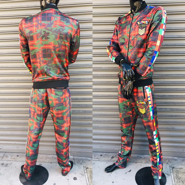 green and orange tracksuit