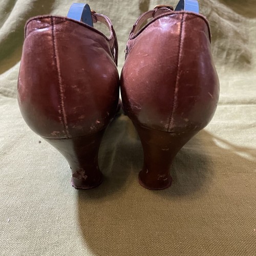 30s Vintage Womens Brown Leather Heels with Strap Size 7.5 AS IS - Picture 11 of 13