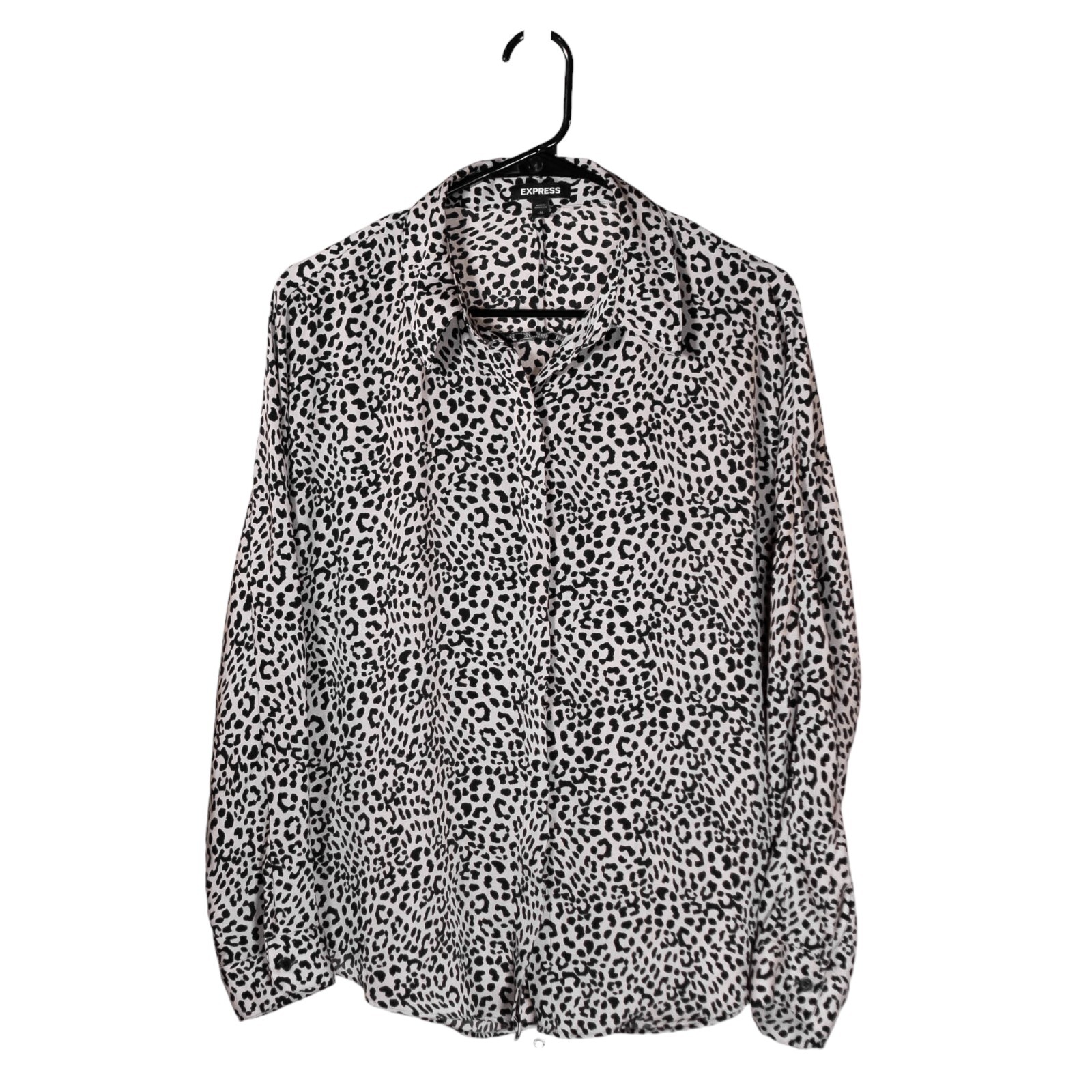 Express Womens Medium Leopard Print Button Up Blo… - image 2