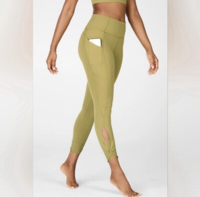 Fabletics Oasis Pureluxe High Waisted 7/8 Twist Legging Green Womens Size Large