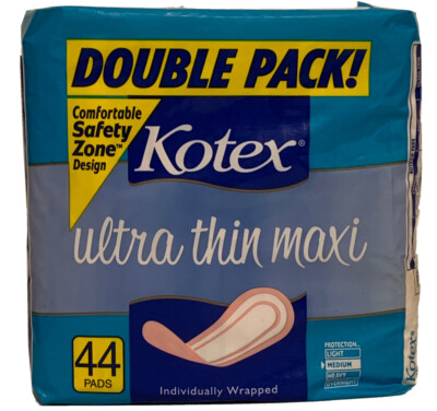 Vintage Kotex Ultra Thin Maxi Pads NOS 1998 44 Pads DOUBLE PACK