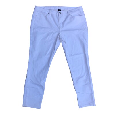 BASIC EDITIONS Skinny Jeans Women's 18 White Denim Curvy Waist