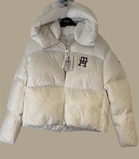 Bnwt Tommy Hilfiger Size Large Womenswhite Down Puffer Jacket Rrp £300