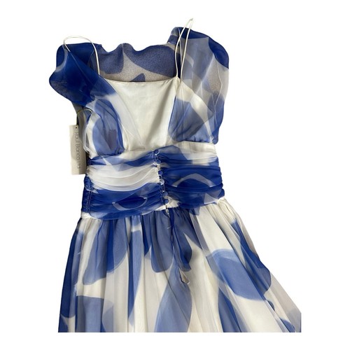 Vintage Raul Blanco Evenings Dress Women Sz 10 Purple Blue White Chiffon Ruffle - Picture 14 of 20