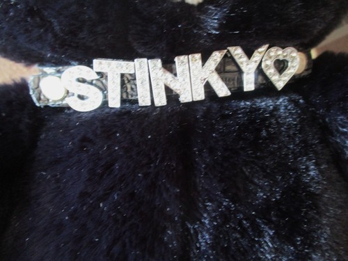 Build-A-Bear Skunk 14"Plush-Black/White-Rhinestone Name "Stinky" Neck Collar - Picture 2 of 6