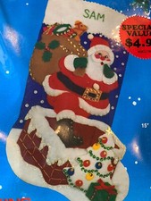 Vtg Titan Felt Stocking Kit 95109 Santa Claus Toys Chimney 1988 Sealed Christmas
