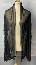 Cejon Beaded Scarf Black 19”x77”
