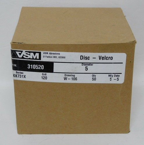 NEW-VSM Abrasives-50 pack 120 grit 5" Fabric Back Sanding Grinding Discs-310520 - Picture 3 of 5