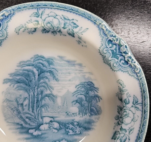 (9) J & G Meakin The Sandown Fruit Dessert Bowls Set Antique Blue Floral England - Picture 20 of 24