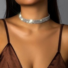 Women Full Crystal Glitter Rhinestone Choker Necklace Wedding Party Jewellery UK
