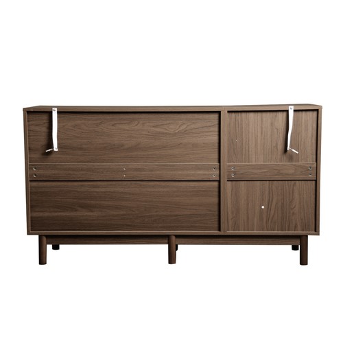 Glasvitrine Kommode Sideboard mit 4 Schubladen 2 Glastüren für Wohnzimmer, Küche - Bild 16 von 19