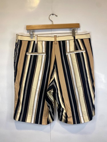 Loudmouth Golf Barcode 11" Inseam Tan Black Striped Golf Shorts Size 38 - Picture 2 of 5