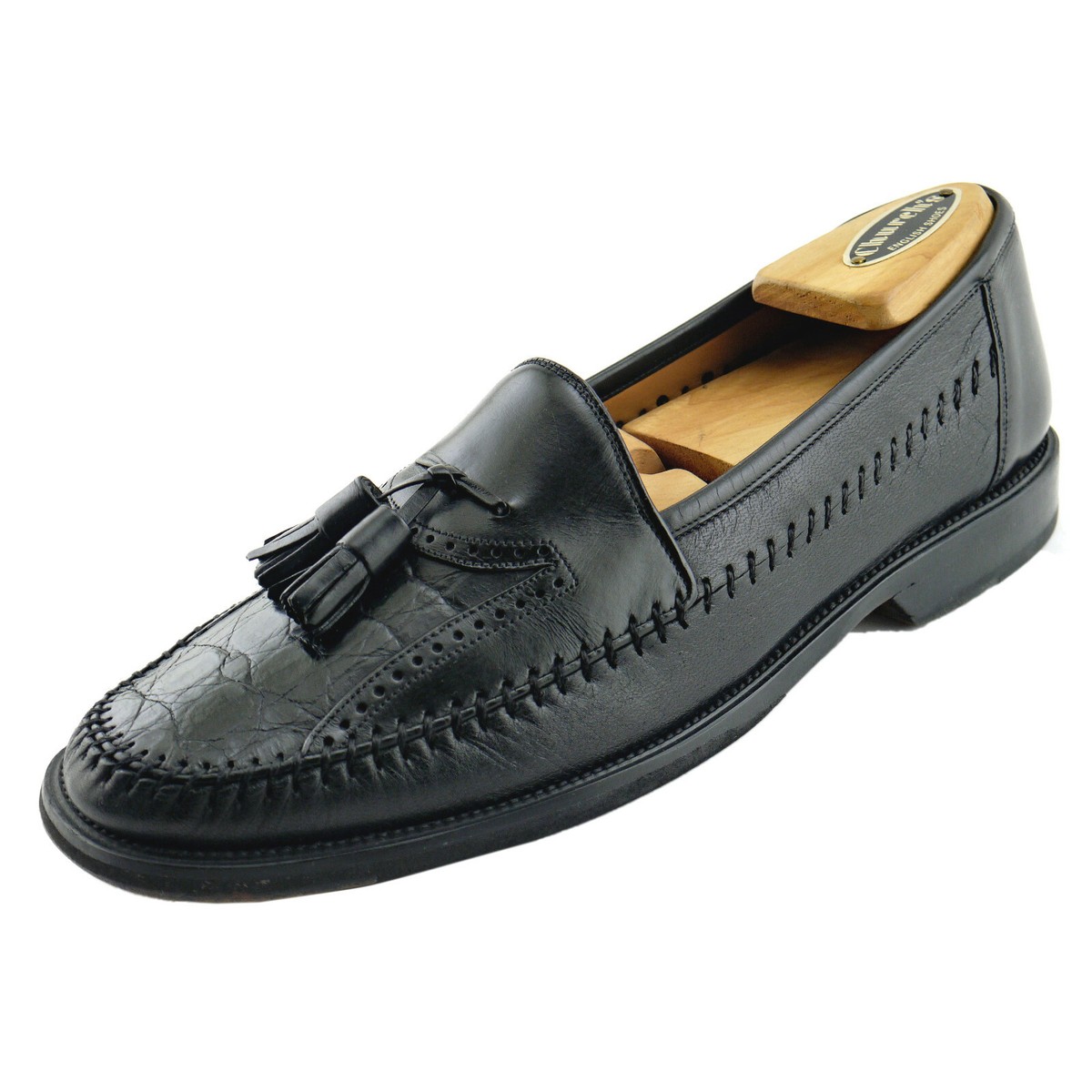 PAOLO DE MARCO Tassel Loafers Genuine Crocodile Sz 8 M  display picture 1