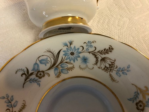 Paragon England Bone China Trio Cup & Saucer Plate Classic w Blue & Gold Flowers - Picture 5 of 10