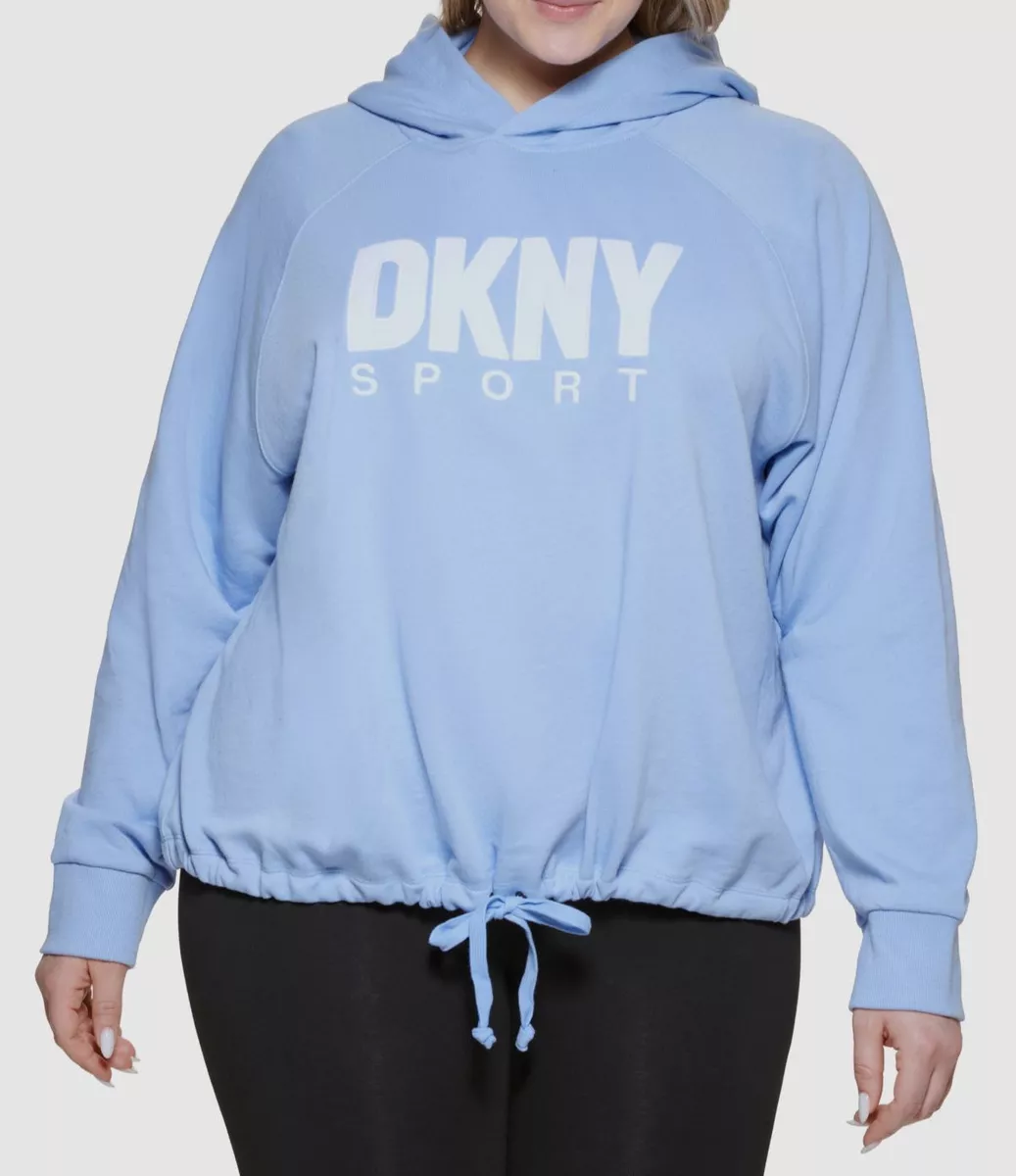 $69 Dkny Sport Women's Blue Long Sleeve Logo Sweatshirt Hoodie Plus Size 1X