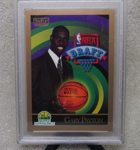 PSA GRADED 9 MINT 1990-91 Skybox GARY PAYTON Basketball Rookie Card #365 SONICS - Picture 3 of 7